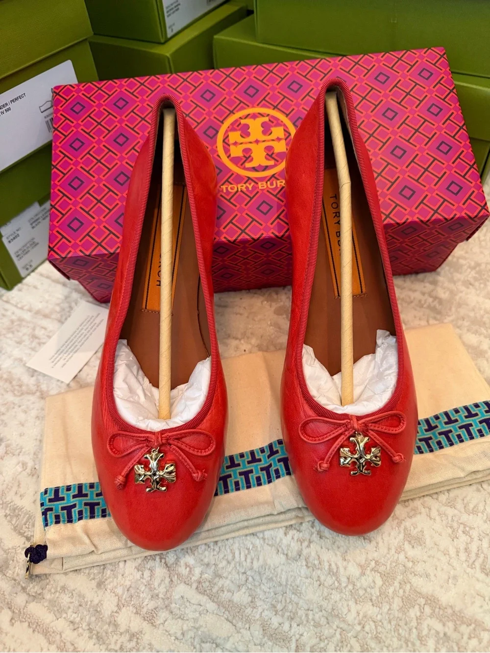 Tory Burch Ballet Flats with Logo Charm